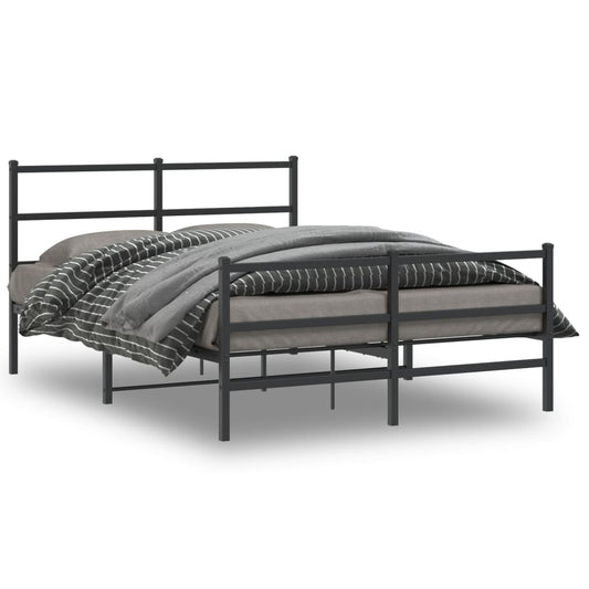 gultas rāmis ar galvgali un kājgali, melns metāls, 140x200 cm