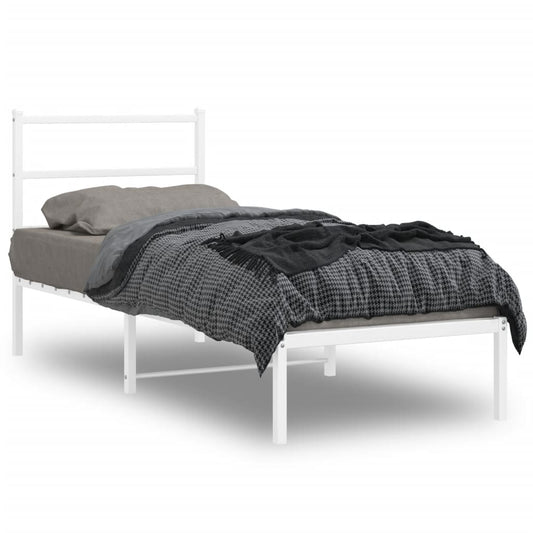 gultas rāmis ar galvgali, balts metāls, 75x190 cm