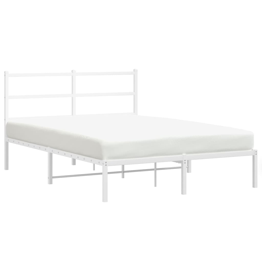 gultas rāmis ar galvgali, balts metāls, 135x190 cm