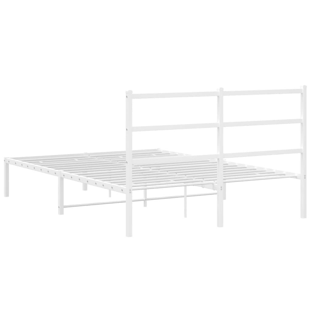 gultas rāmis ar galvgali, balts metāls, 135x190 cm