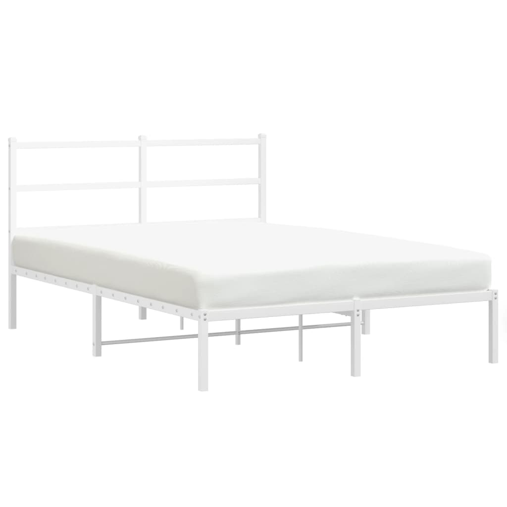 gultas rāmis ar galvgali, balts metāls, 140x190 cm