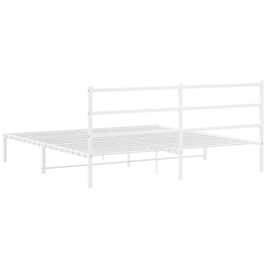 gultas rāmis ar galvgali, balts metāls, 180x200 cm