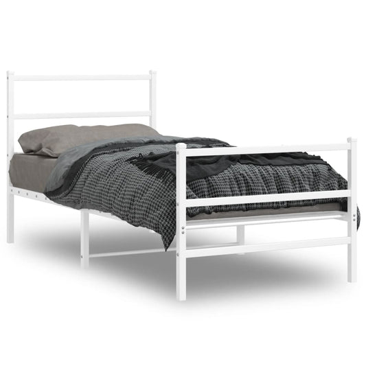 gultas rāmis ar galvgali un kājgali, balts metāls, 90x190 cm