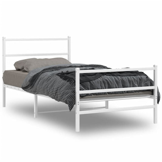 gultas rāmis ar galvgali un kājgali, balts metāls, 100x200 cm