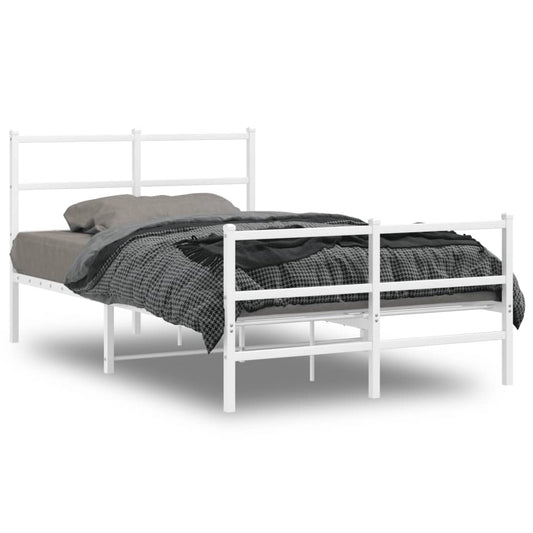 gultas rāmis ar galvgali un kājgali, balts metāls, 120x190 cm