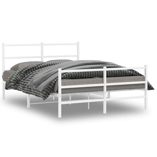 gultas rāmis ar galvgali un kājgali, balts metāls, 140x190 cm