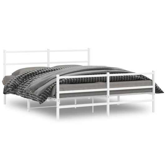 gultas rāmis ar galvgali un kājgali, balts metāls, 150x200 cm