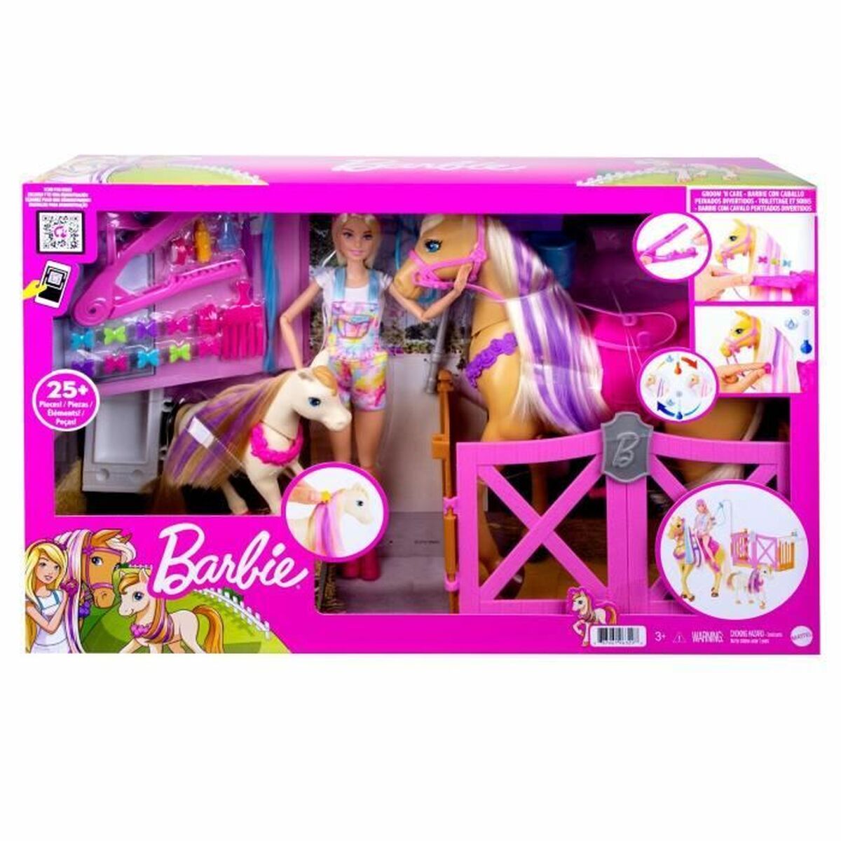 Rotaļu komplekts Barbie Toilettage des Chevaux Plastmasa