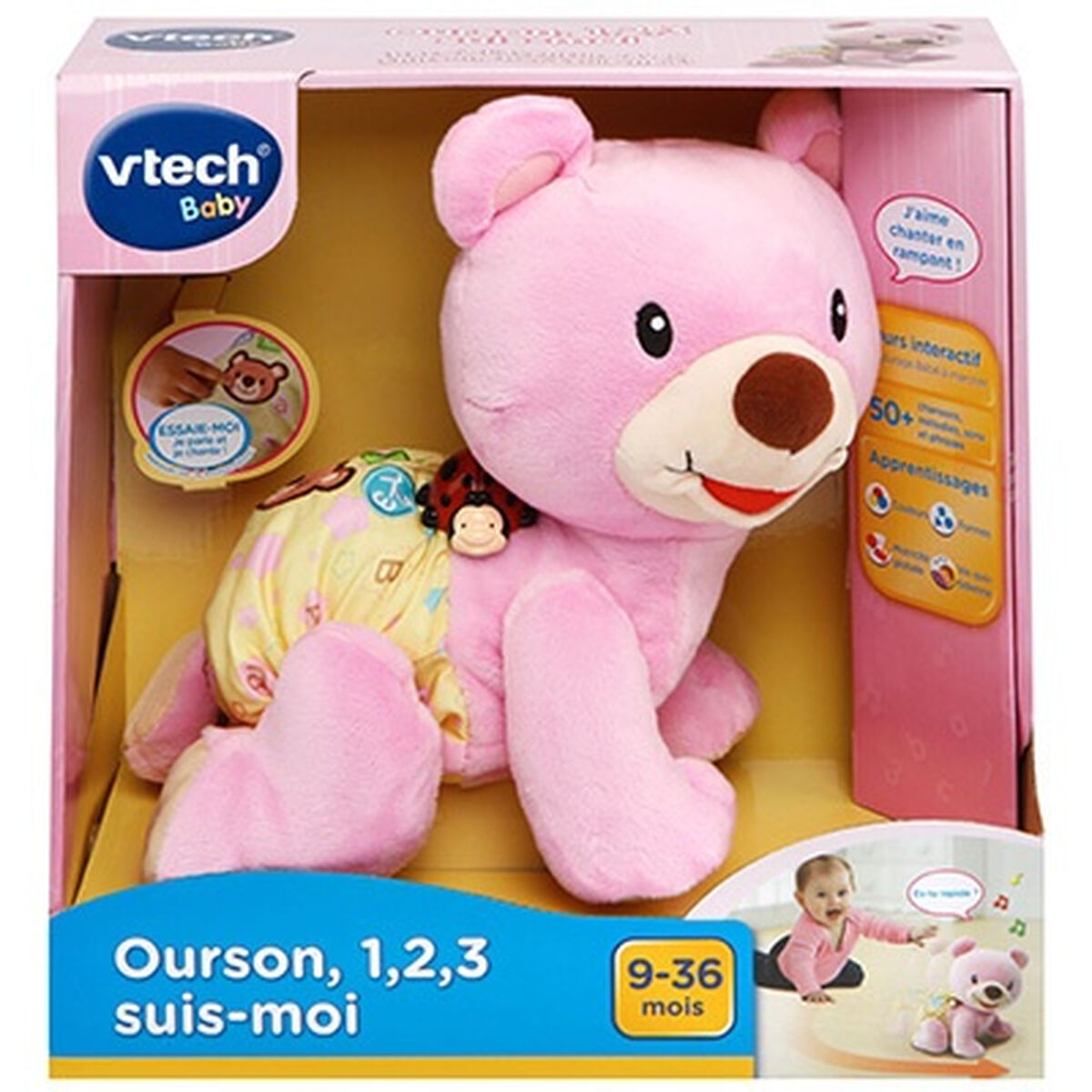 Плюшевый Vtech Baby Bear, 1,2,3 Follow Me музыкальный Розовый