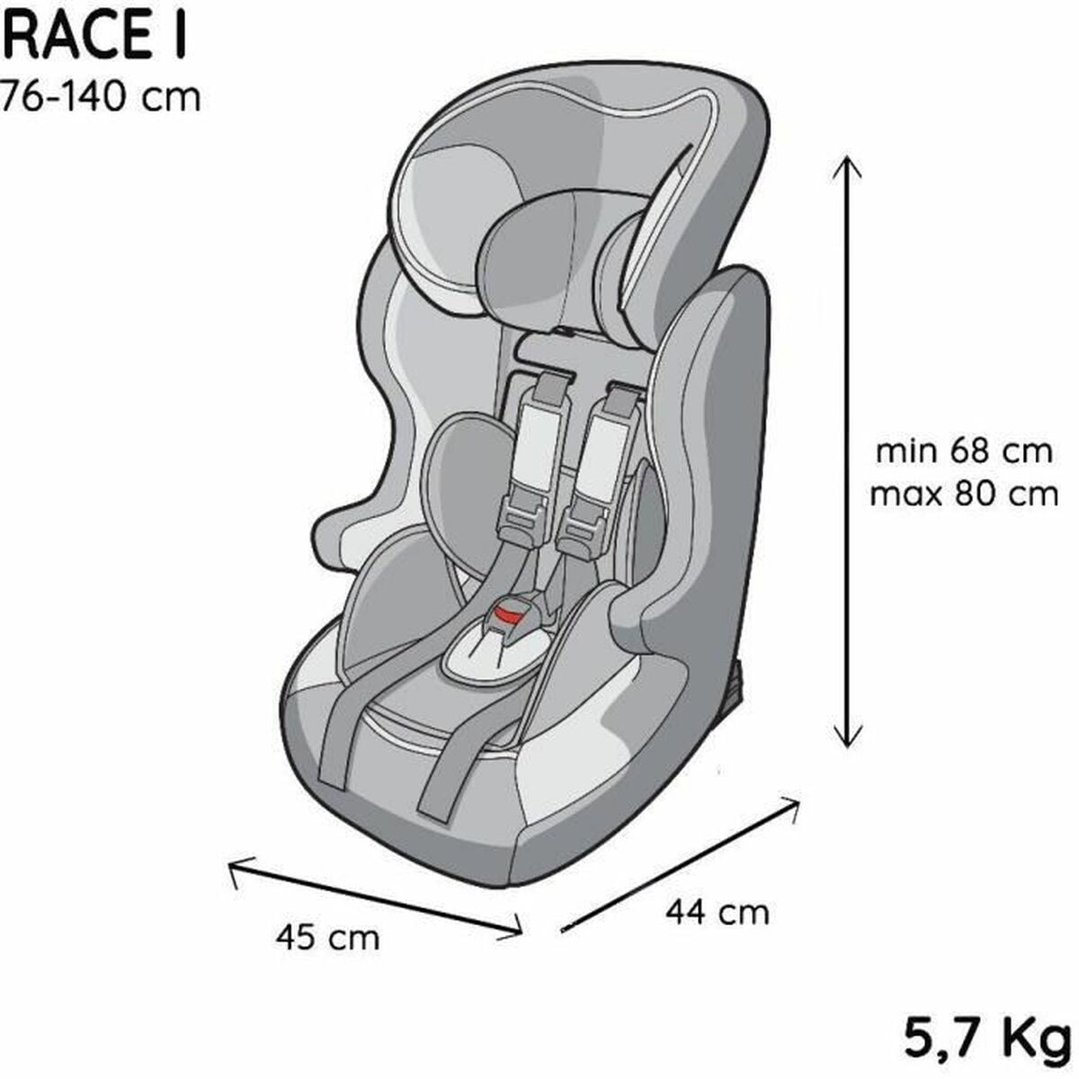 Auto Krēsls Nania RACE Pelēks
