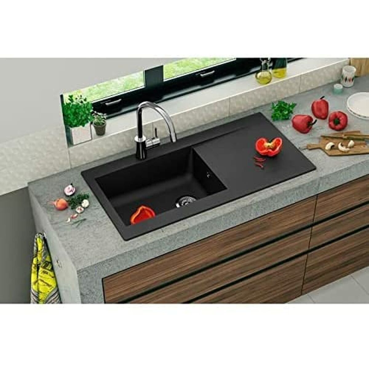 Sink with One Basin and Drainer Stradour  