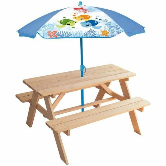 Bērnu Piknika galds ar saulessargu Fun House Brūns (125 x ø 100 cm)