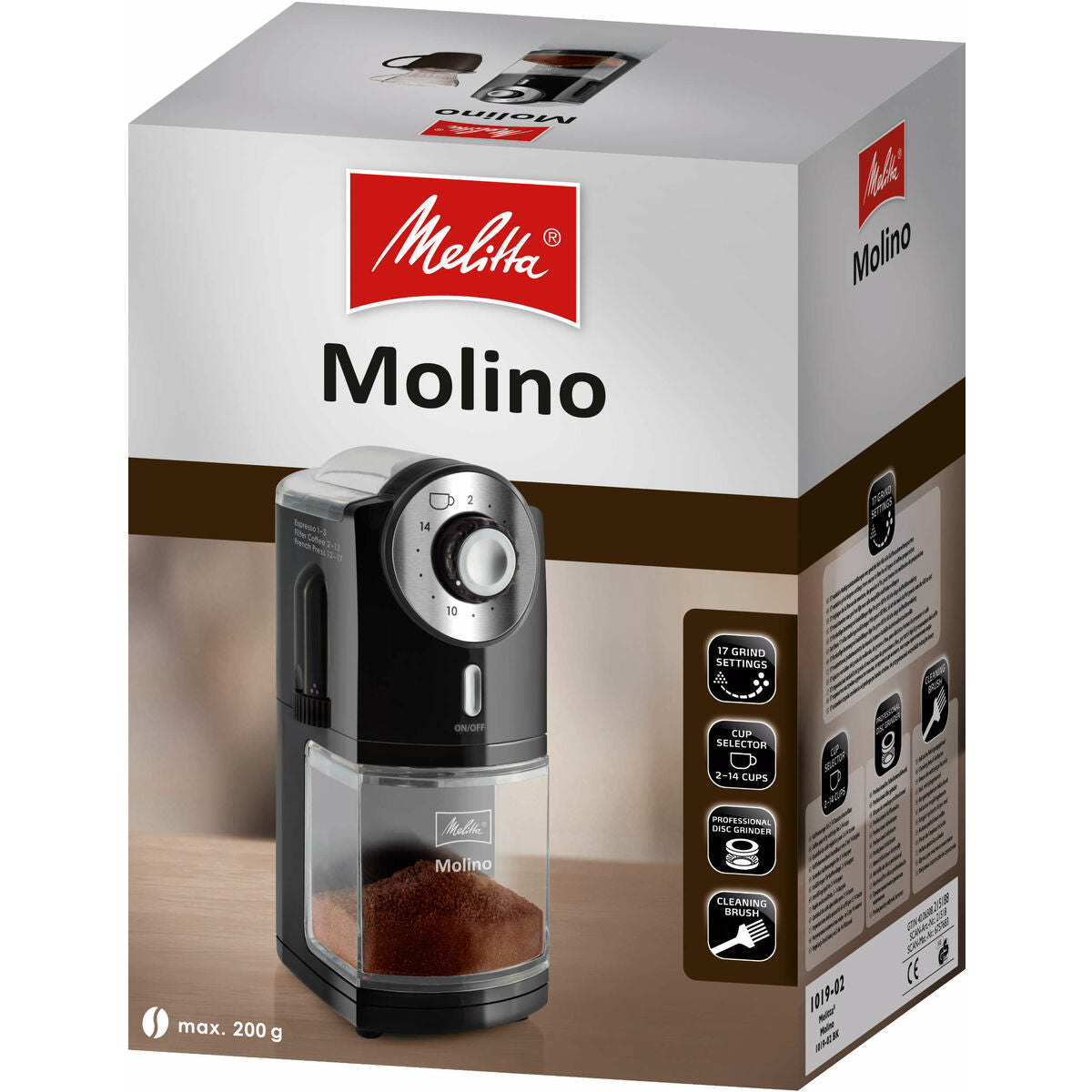 Кофемолка Melitta 1019-02 200 g Чёрный Пластик 1000 W 100 W