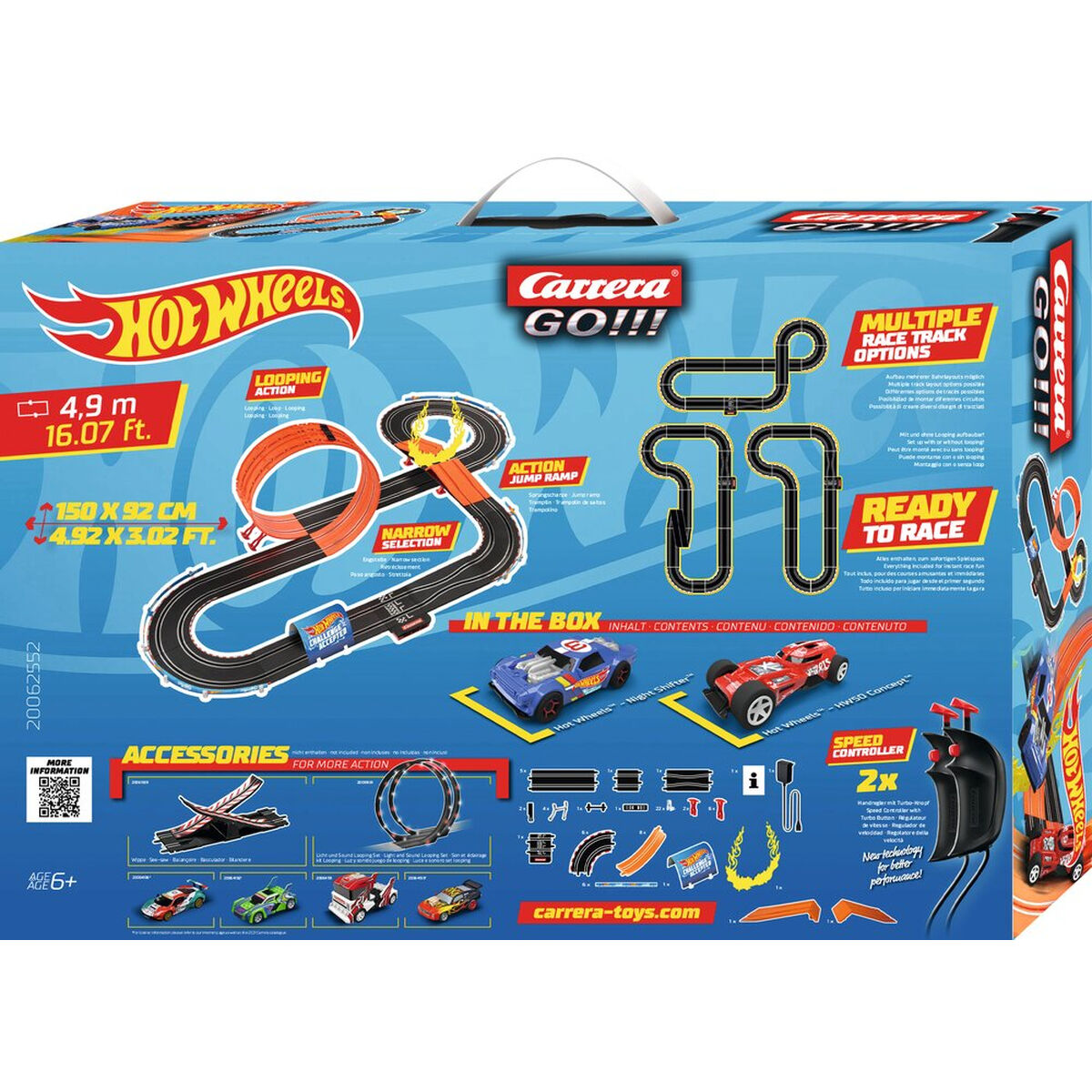 Sacensību Trase Carrera-Toys GO!!! Hot Wheels 4.9 4,9 m 2 automobilis Rotaļu