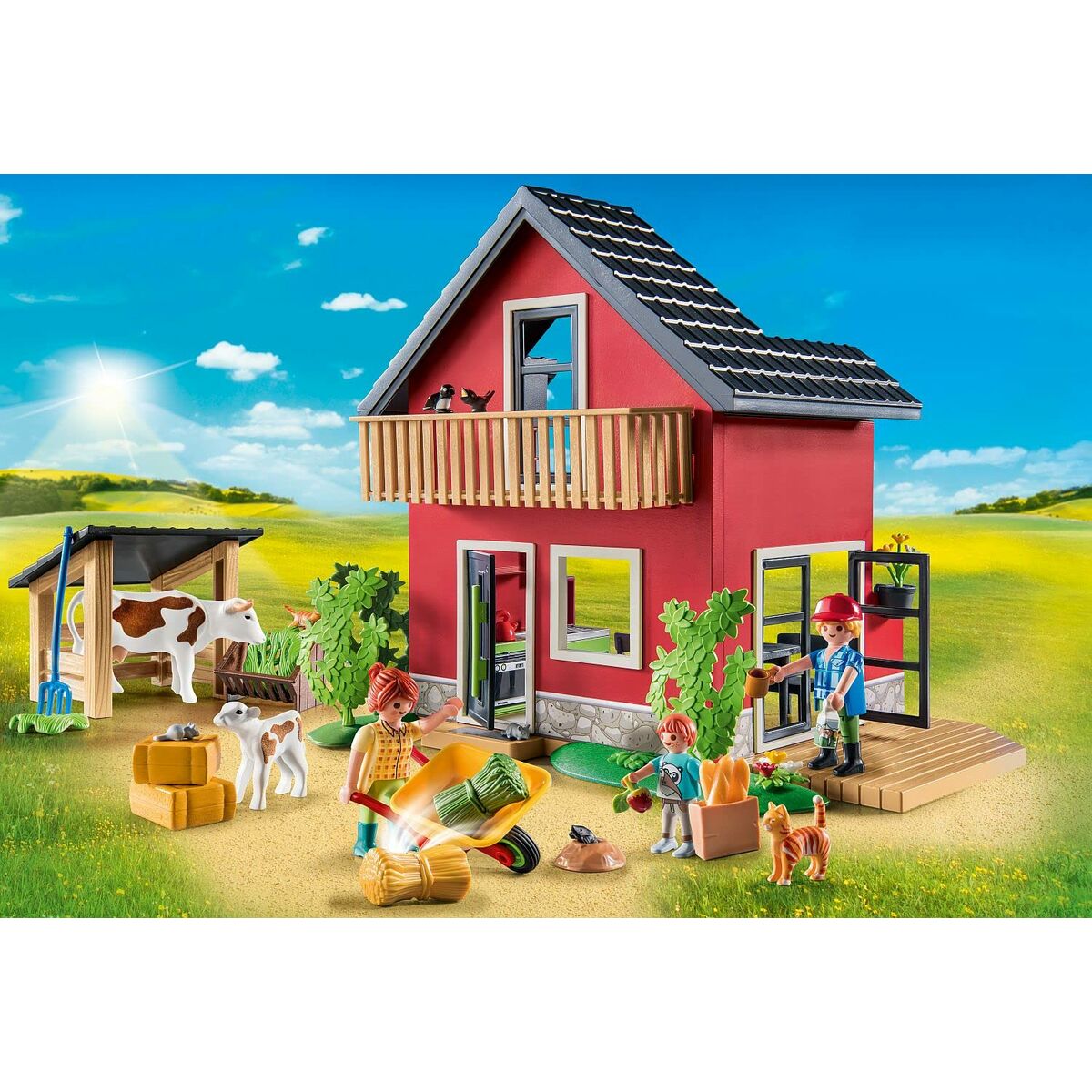 Playset Playmobil 71248 Country Furnished House with Barrow and Cow 137 Предметы