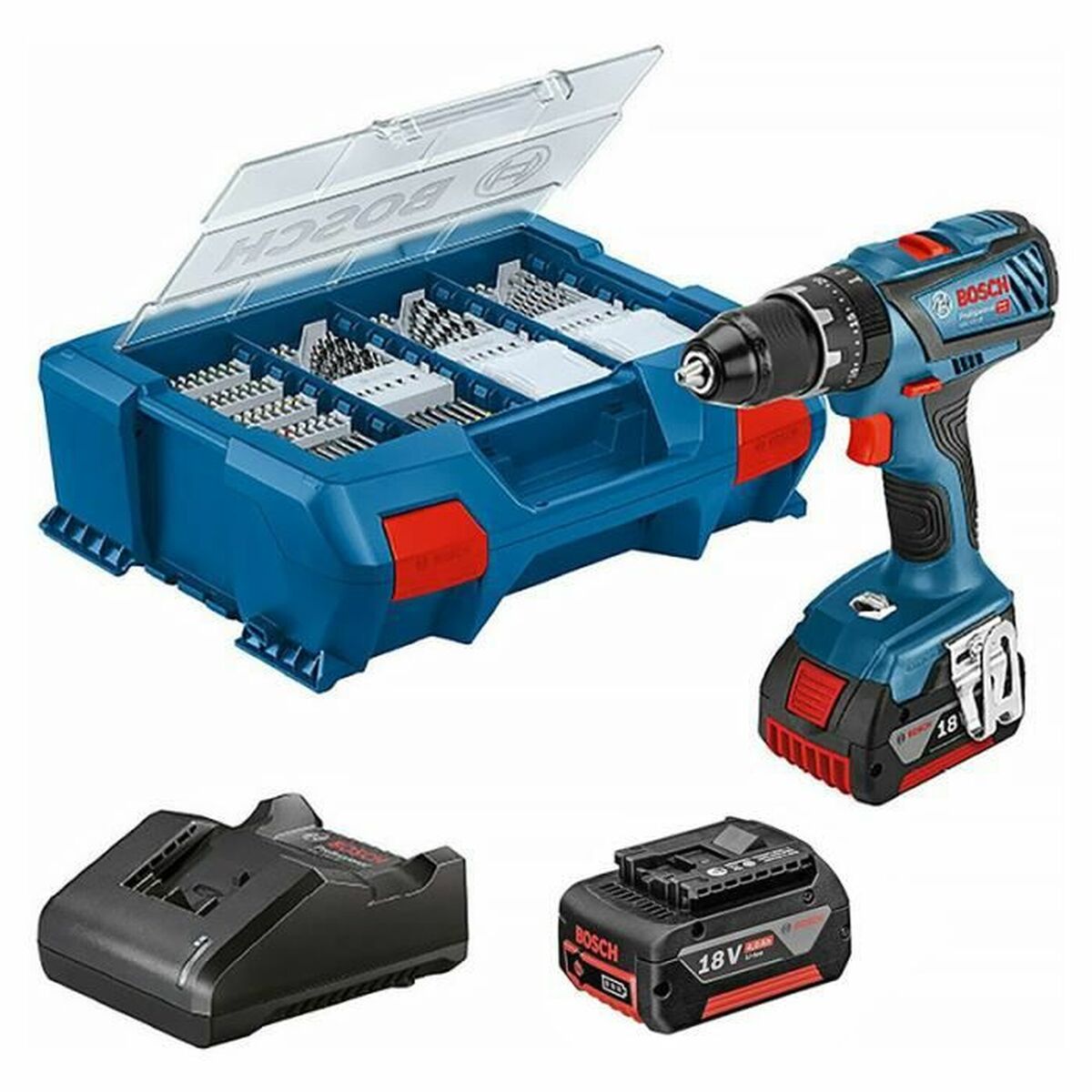 Drill and accessories set BOSCH Professional GSB 18V-21