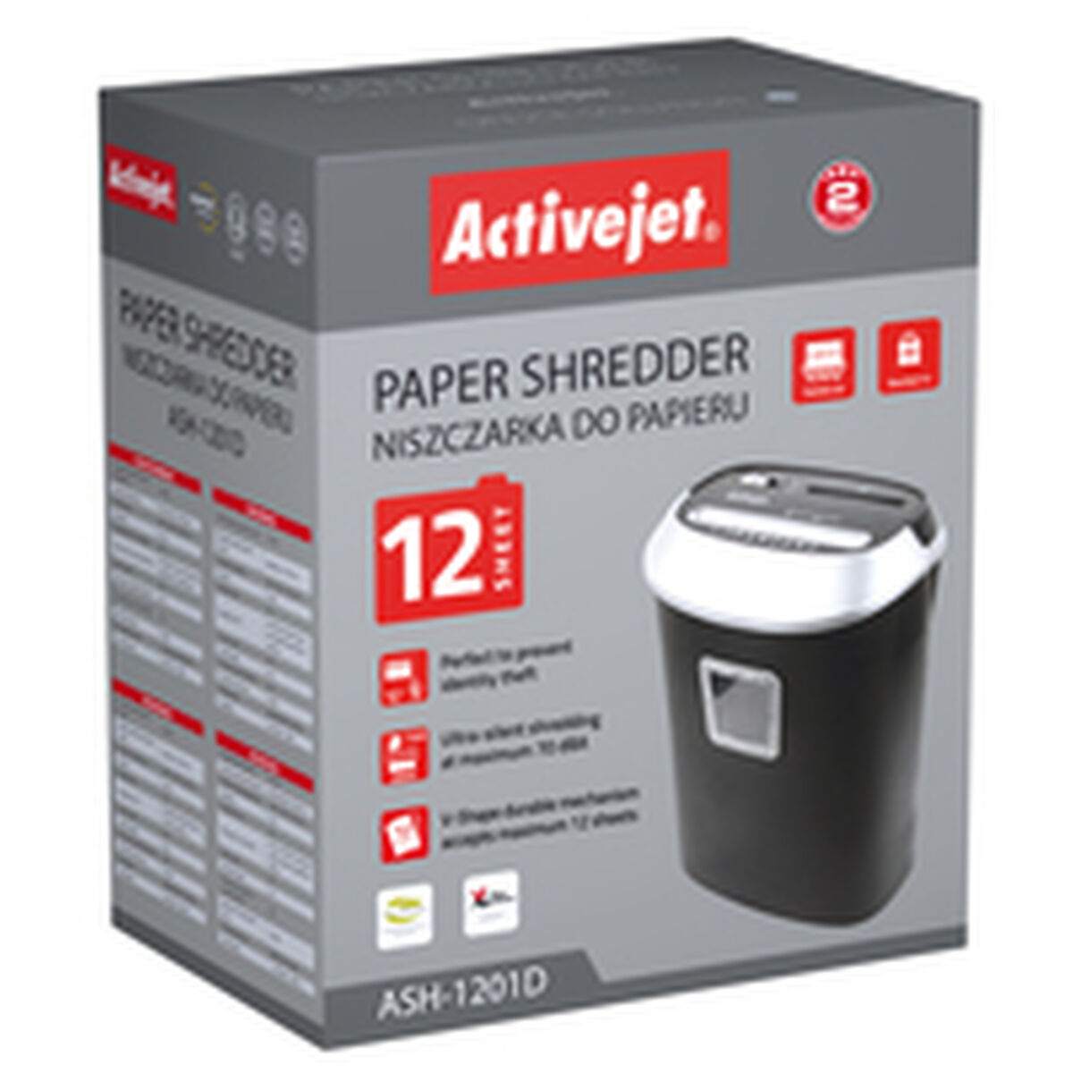 Paper Shredder Activejet ASH-1201D