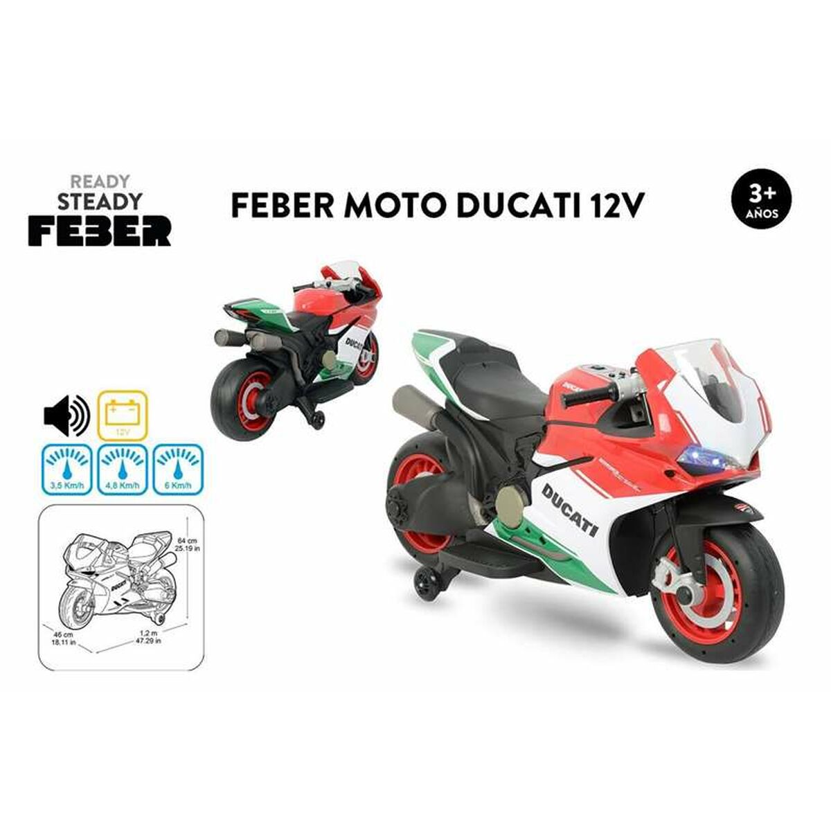 Bērnu elektriskais motocikls Feber Ducati 12 V