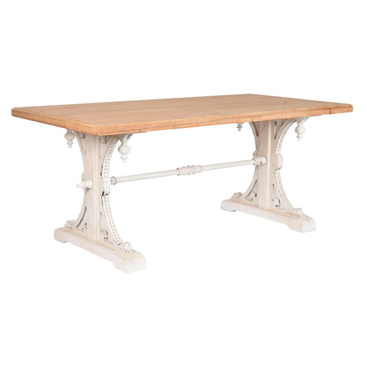Dining Table Home ESPRIT White Natural Fir MDF Wood 180 x 90 x 76 cm
