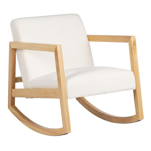Кресло-качалка Белый Натуральный древесина каучукового дерева Ткань 60 x 83 x 72 cm