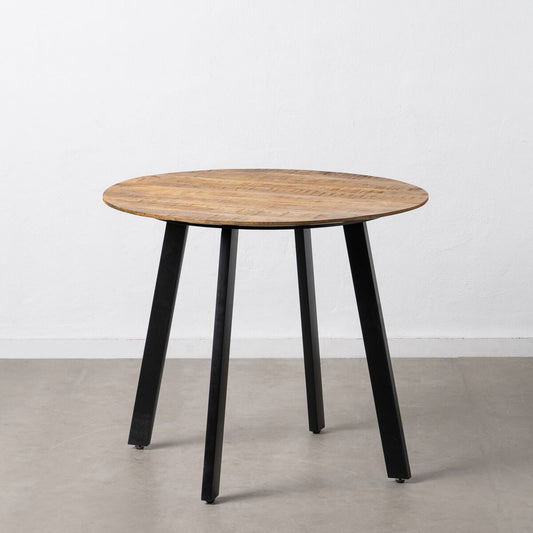 Dining Table 90 x 90 x 77 cm Natural Black Wood Iron
