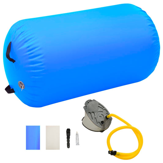 piepūšams vingrošanas rullis ar pumpi, 100x60 cm, zils PVC