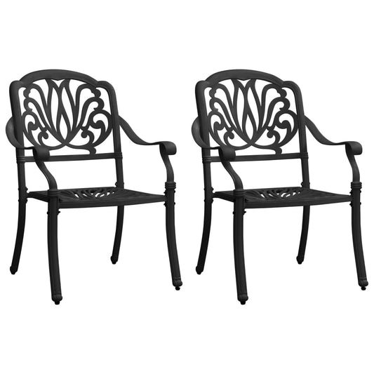 dārza krēsli, 2 gab., liets alumīnijs, melni