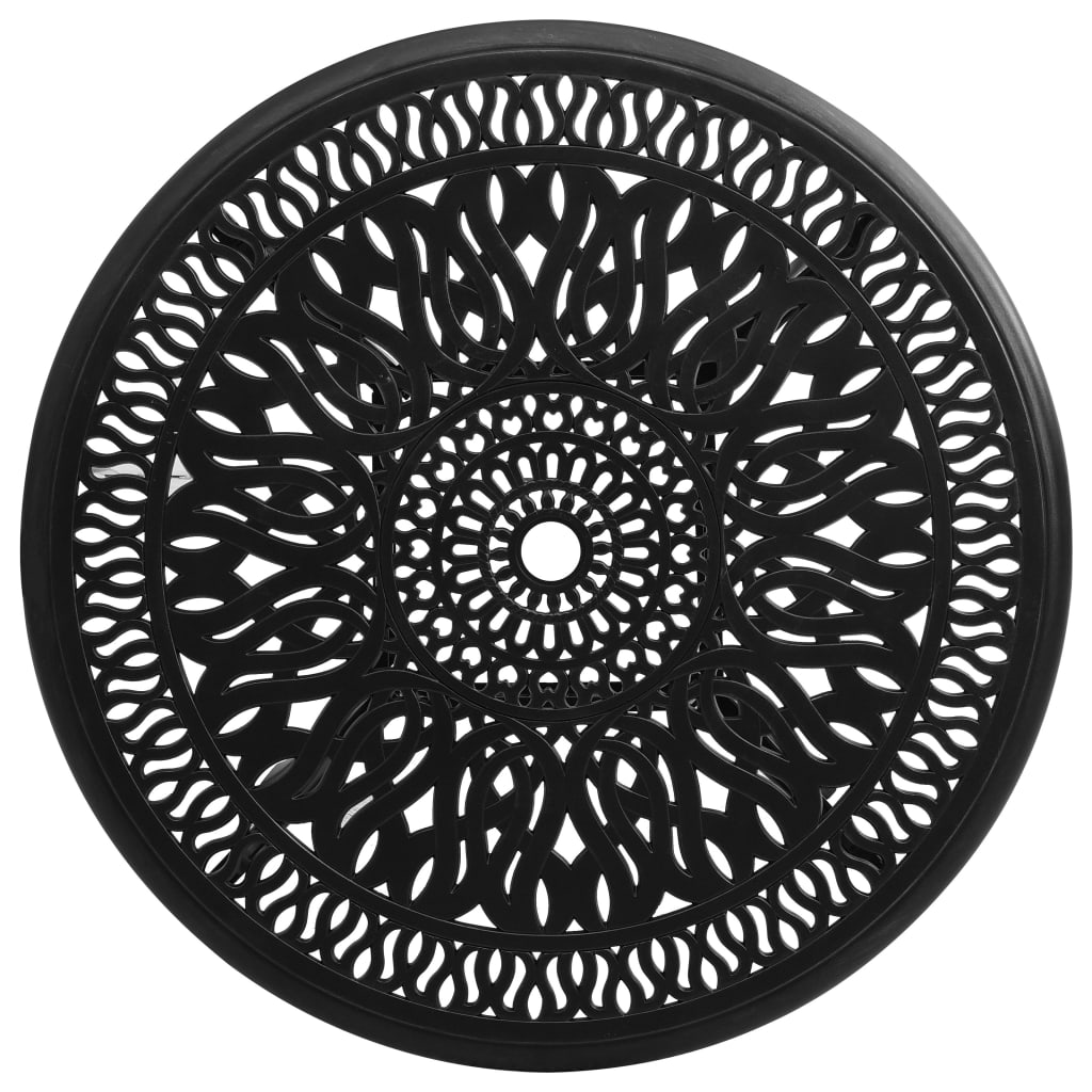dārza galds, melns, 90x90x74 cm, liets alumīnijs