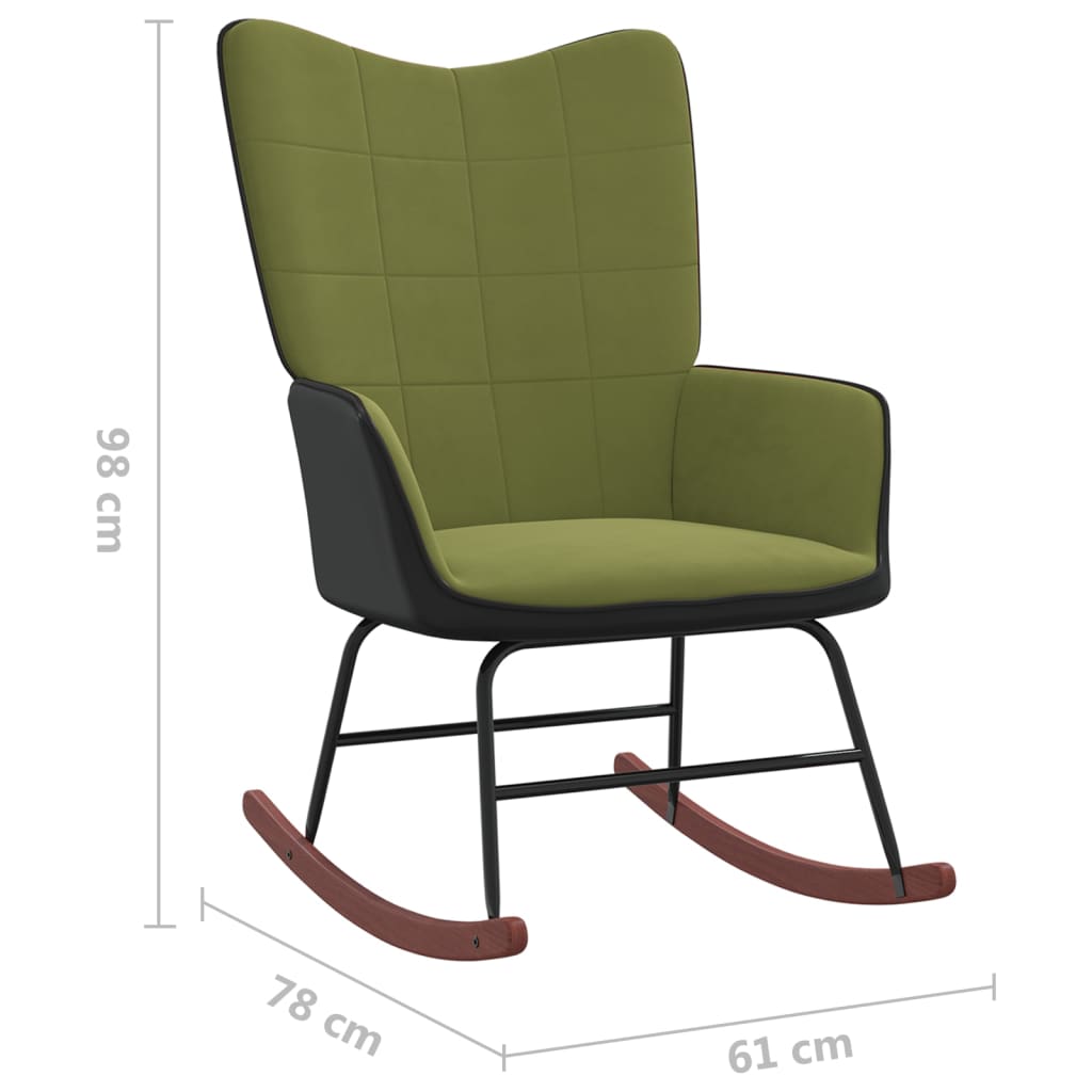 šūpuļkrēsls, gaiši zaļš, samts un PVC