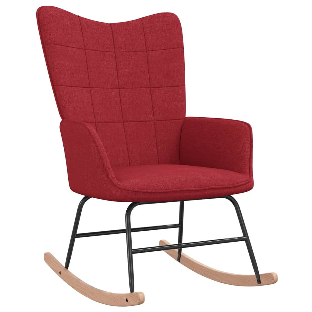 šūpuļkrēsls ar kāju balstu, vīnsarkans audums