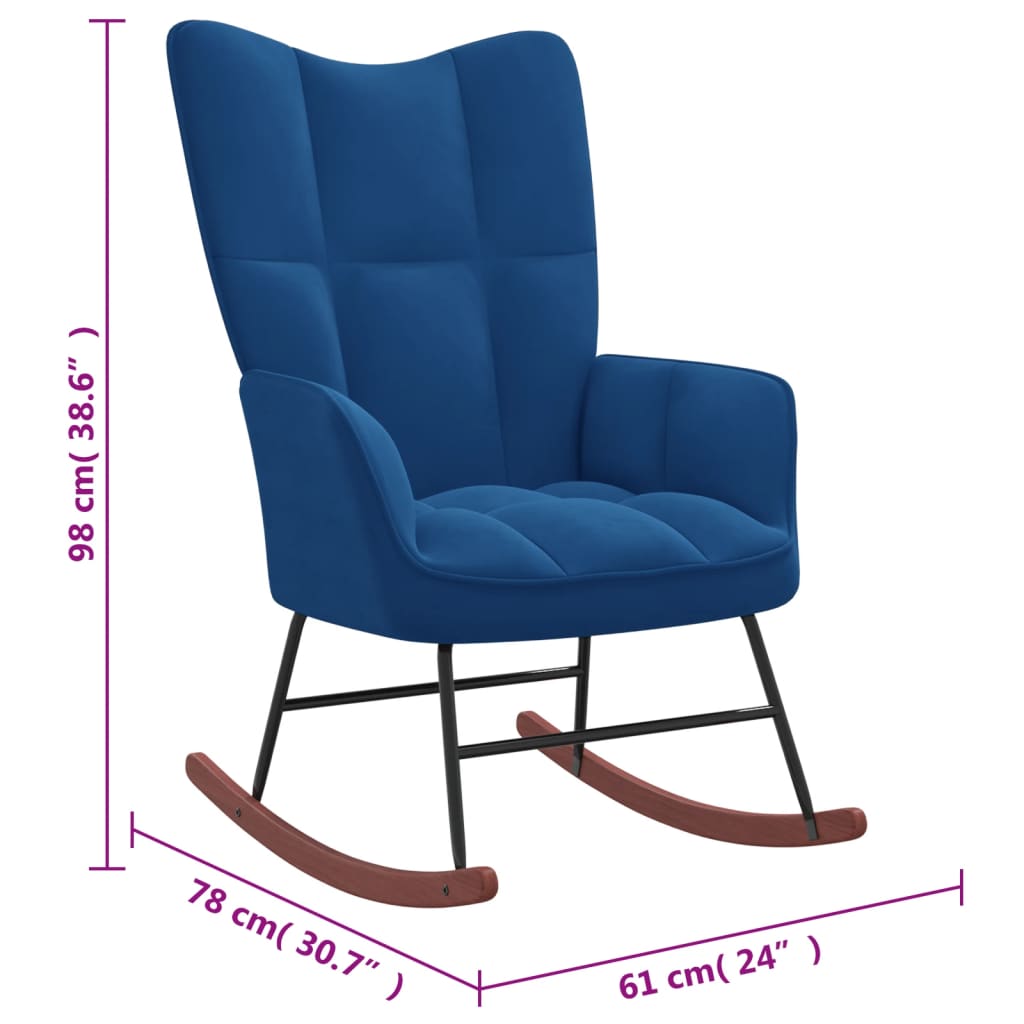 vidaXL šūpuļkrēsls, zils samts
