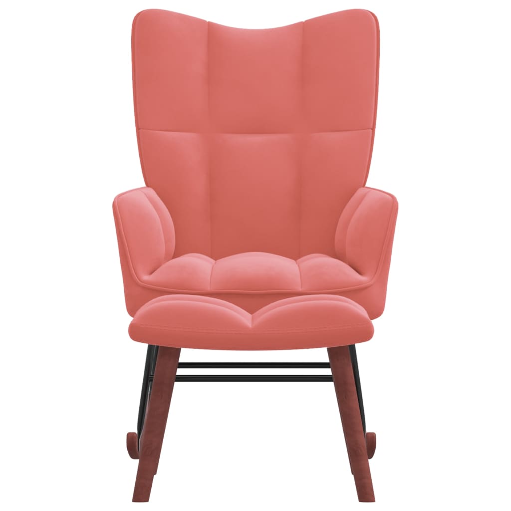 šūpuļkrēsls ar kāju balstu, rozā samts