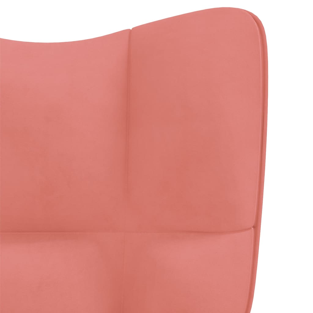 šūpuļkrēsls ar kāju balstu, rozā samts