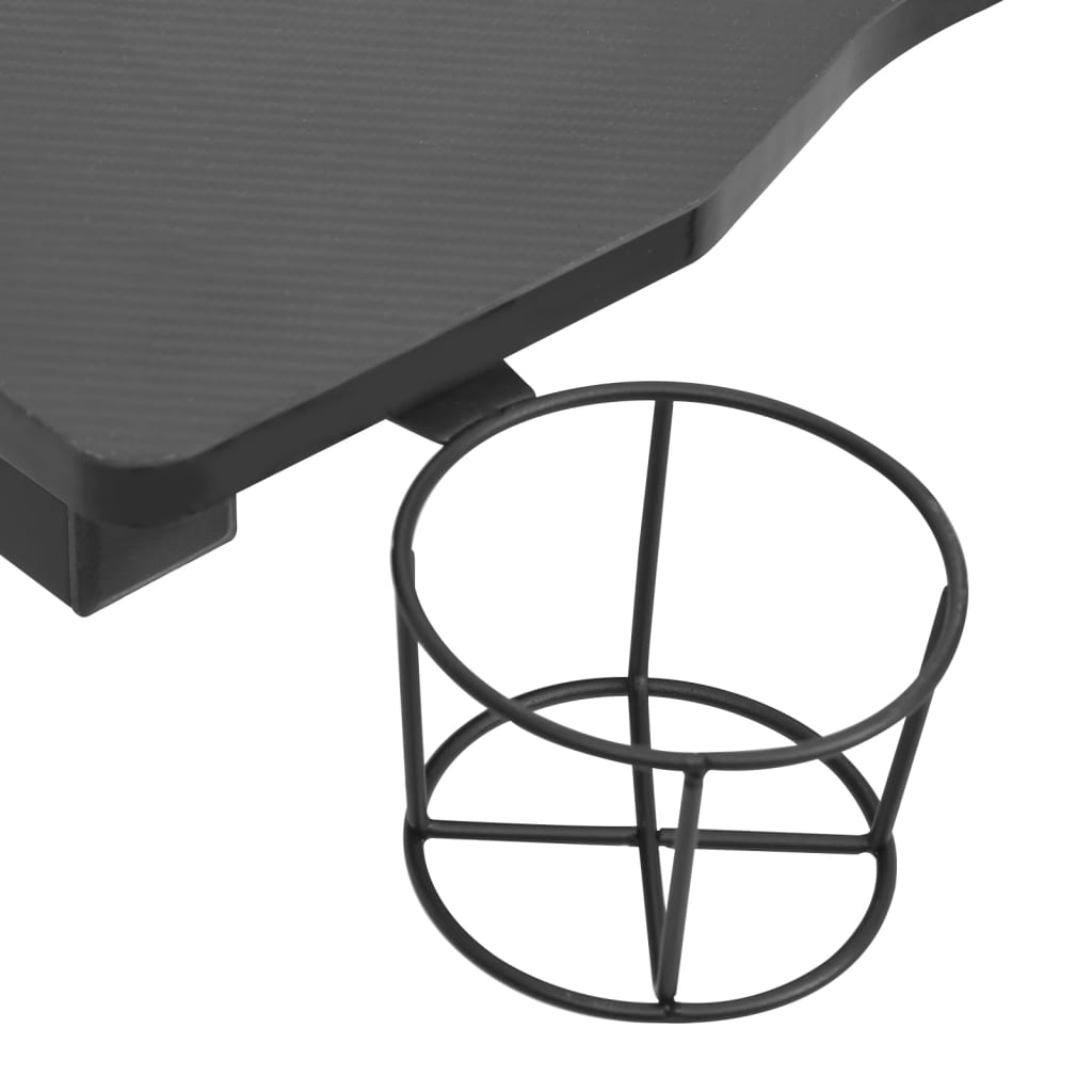 datorspēļu galds ar LED, Y-formas kājas, melns, 90x60x75 cm