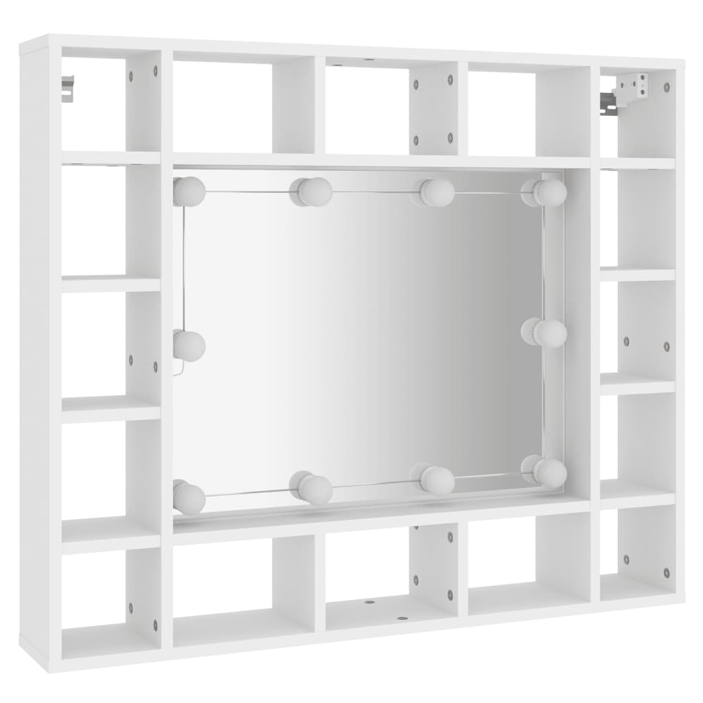 spoguļskapītis ar LED, balts, 91x15x76,5 cm