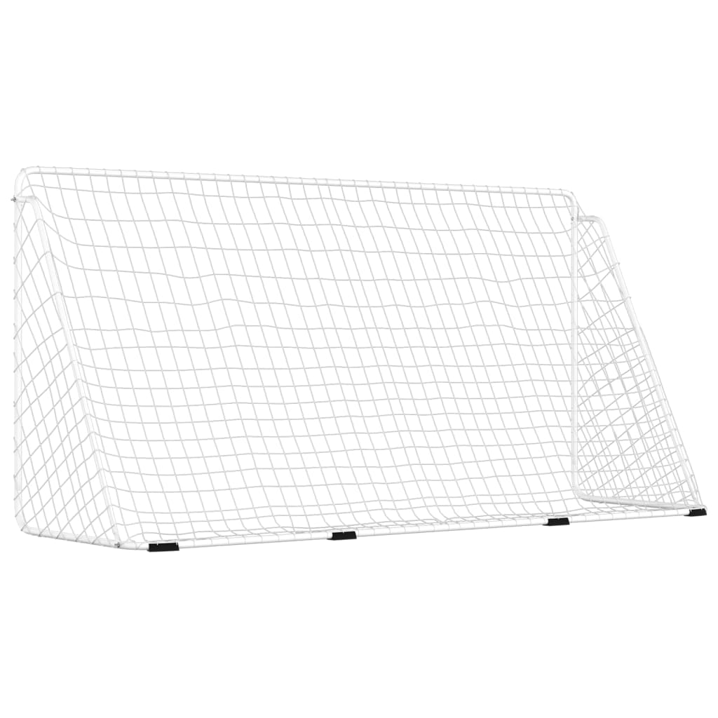 futbola vārti ar tīklu, balti, 366x122x182 cm, tērauds