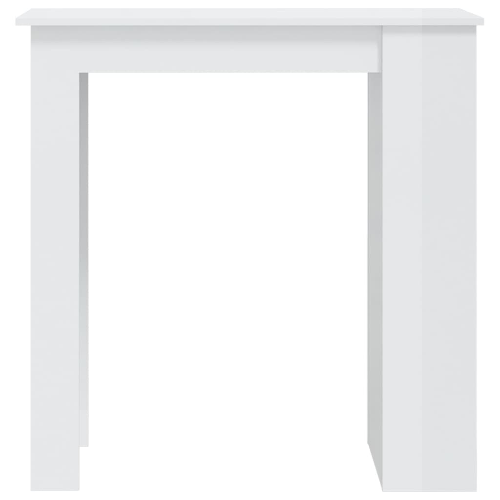 bāra galds ar plauktu, spīdīgi balts, 102x50x103,5 cm