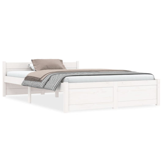 gultas rāmis, balts, masīvkoks, 135x190 cm, divvietīgs