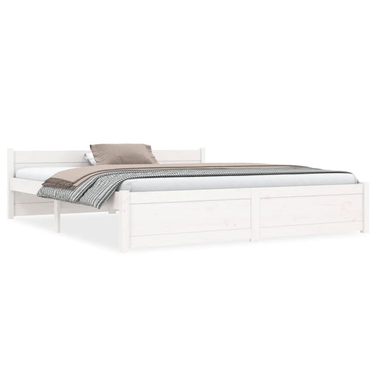 gultas rāmis, balts, masīvkoks, 150x200 cm, liels, divvietīgs