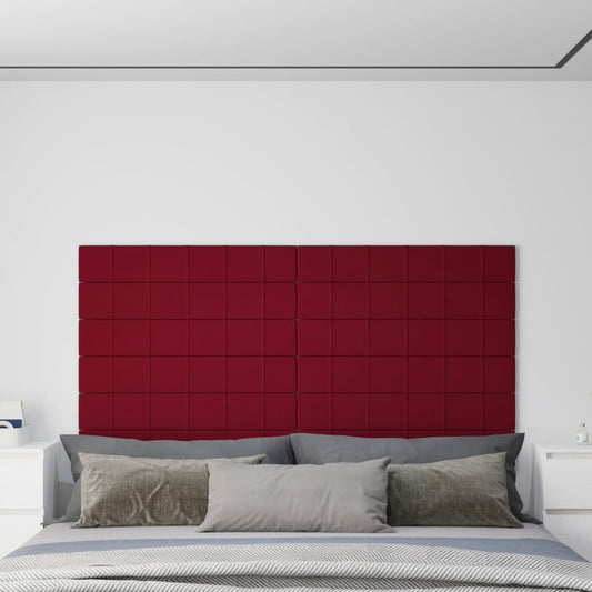 sienas paneļi, 12 gab., sarkani, 90x15 cm, samts, 1,62 m²