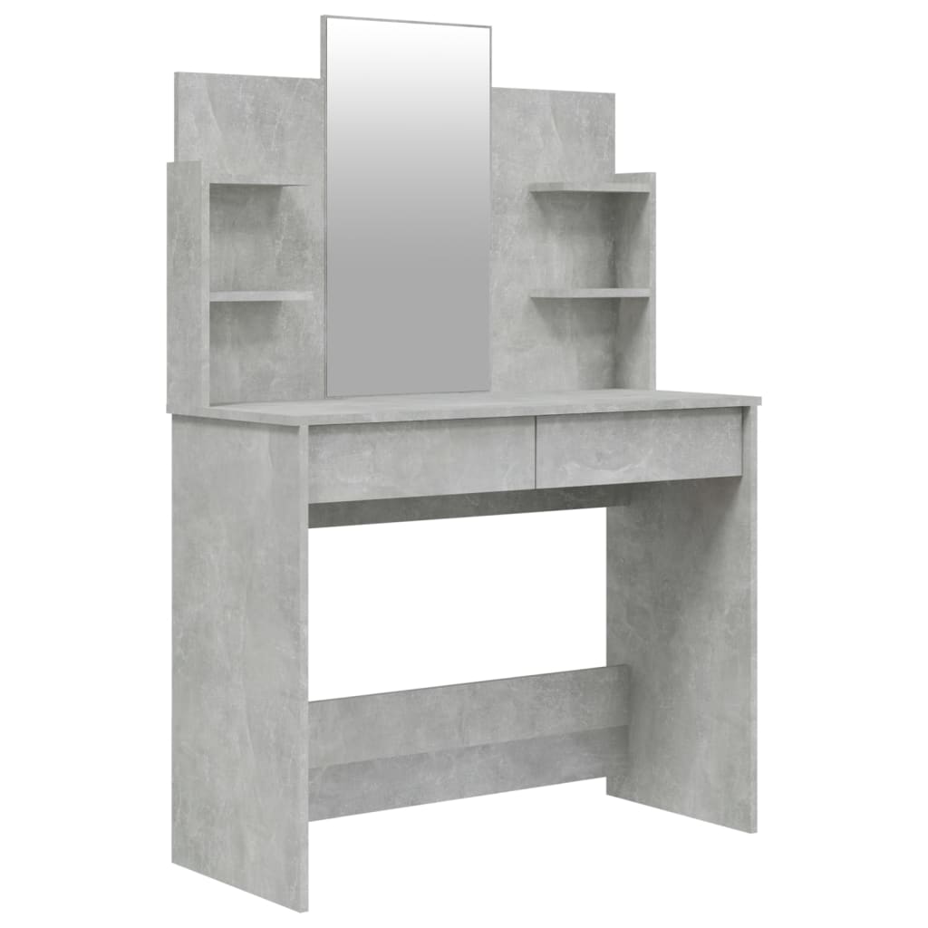 galdiņš ar spoguli, betona pelēks, 96x40x142 cm
