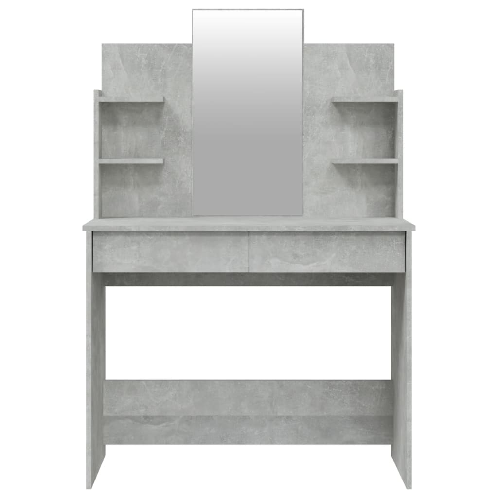 galdiņš ar spoguli, betona pelēks, 96x40x142 cm