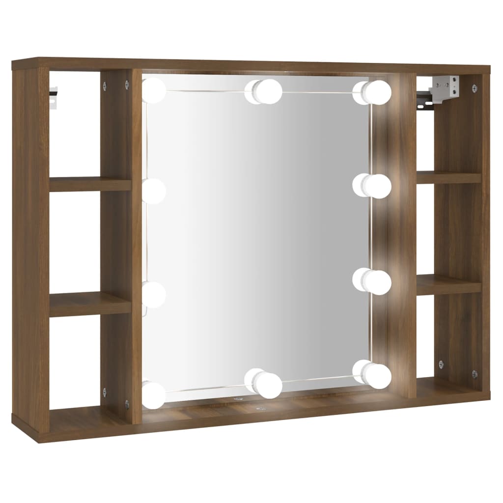 spoguļskapītis ar LED, ozolkoka krāsa, 76x15x55 cm