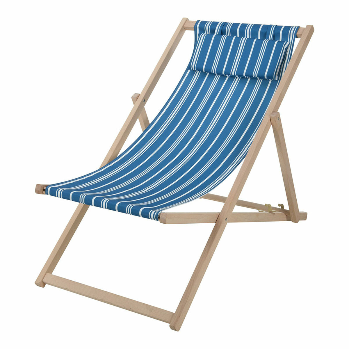 Folding Chair with Headrest Wood Cloth 97 x 56 x 85 cm