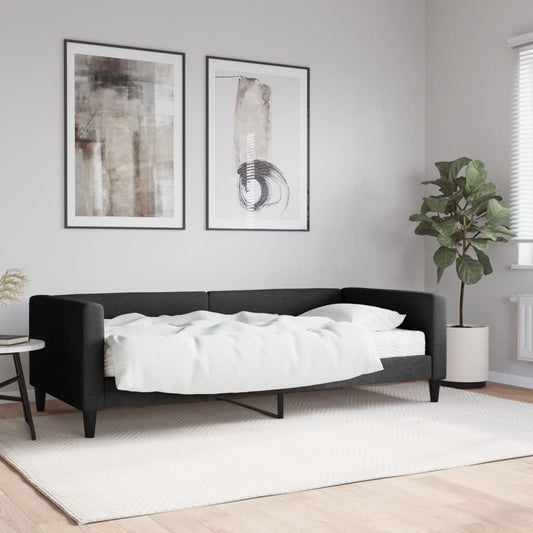 dīvāngulta ar matraci, melns audums, 90x190 cm