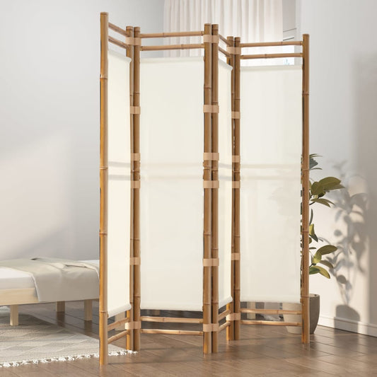 istabas aizslietnis, 4 paneļi, 160 cm, bambuss un audekls