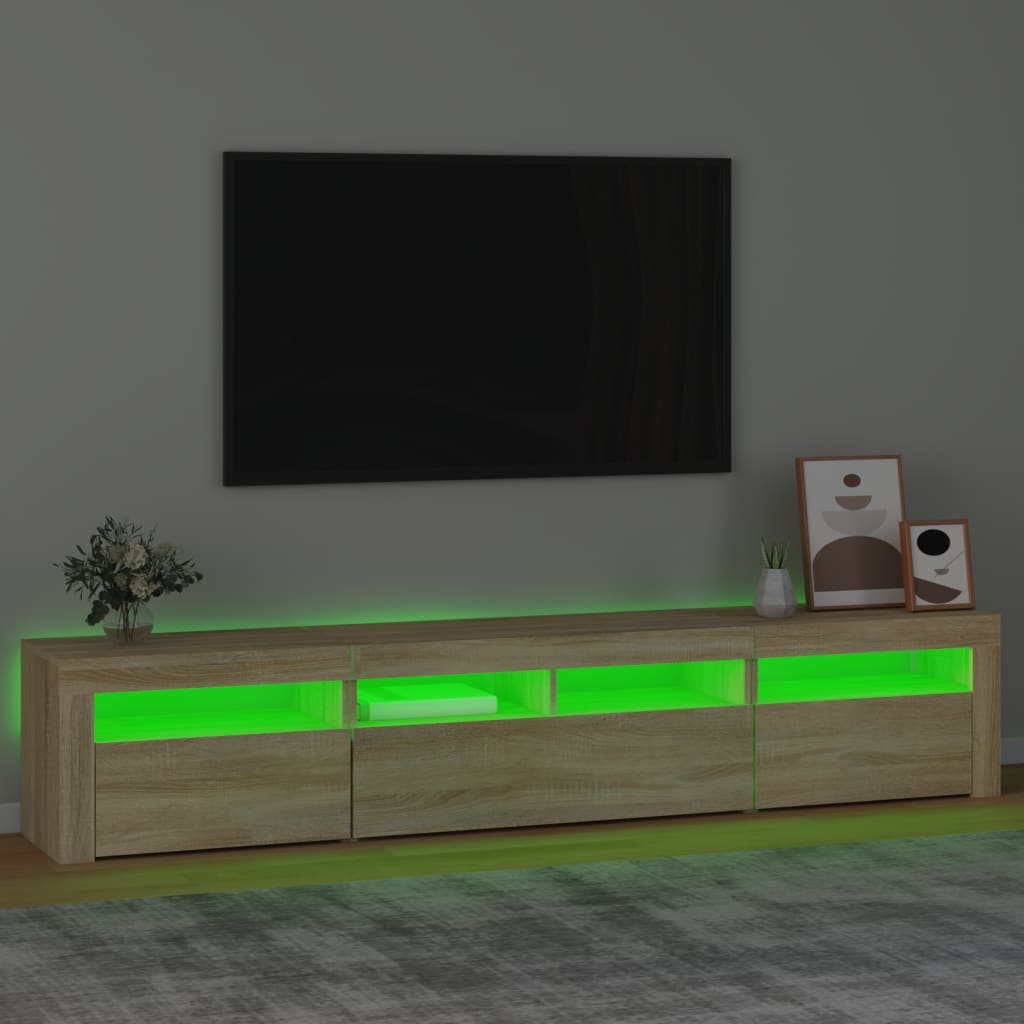 TV skapītis ar LED apgaismojumu, ozolkoka krāsa, 210x35x40 cm