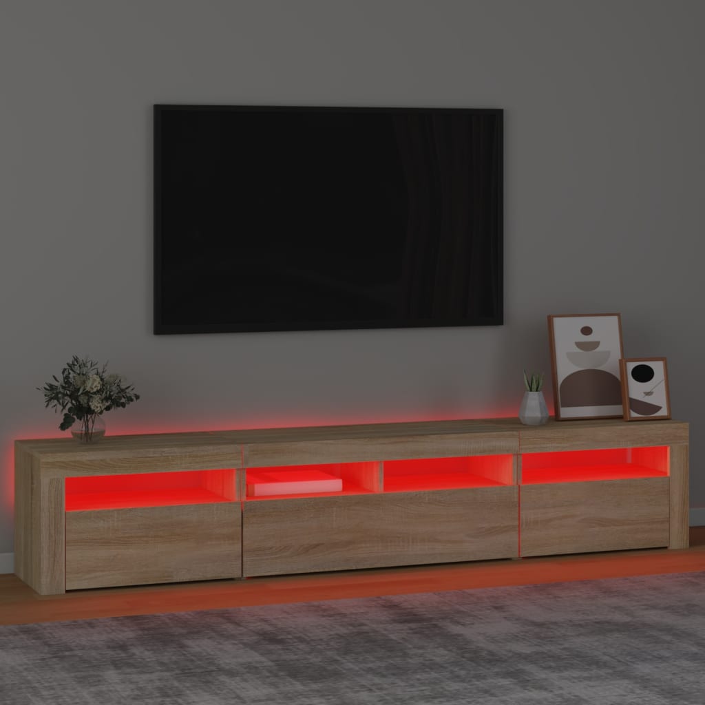 TV skapītis ar LED apgaismojumu, ozolkoka krāsa, 210x35x40 cm