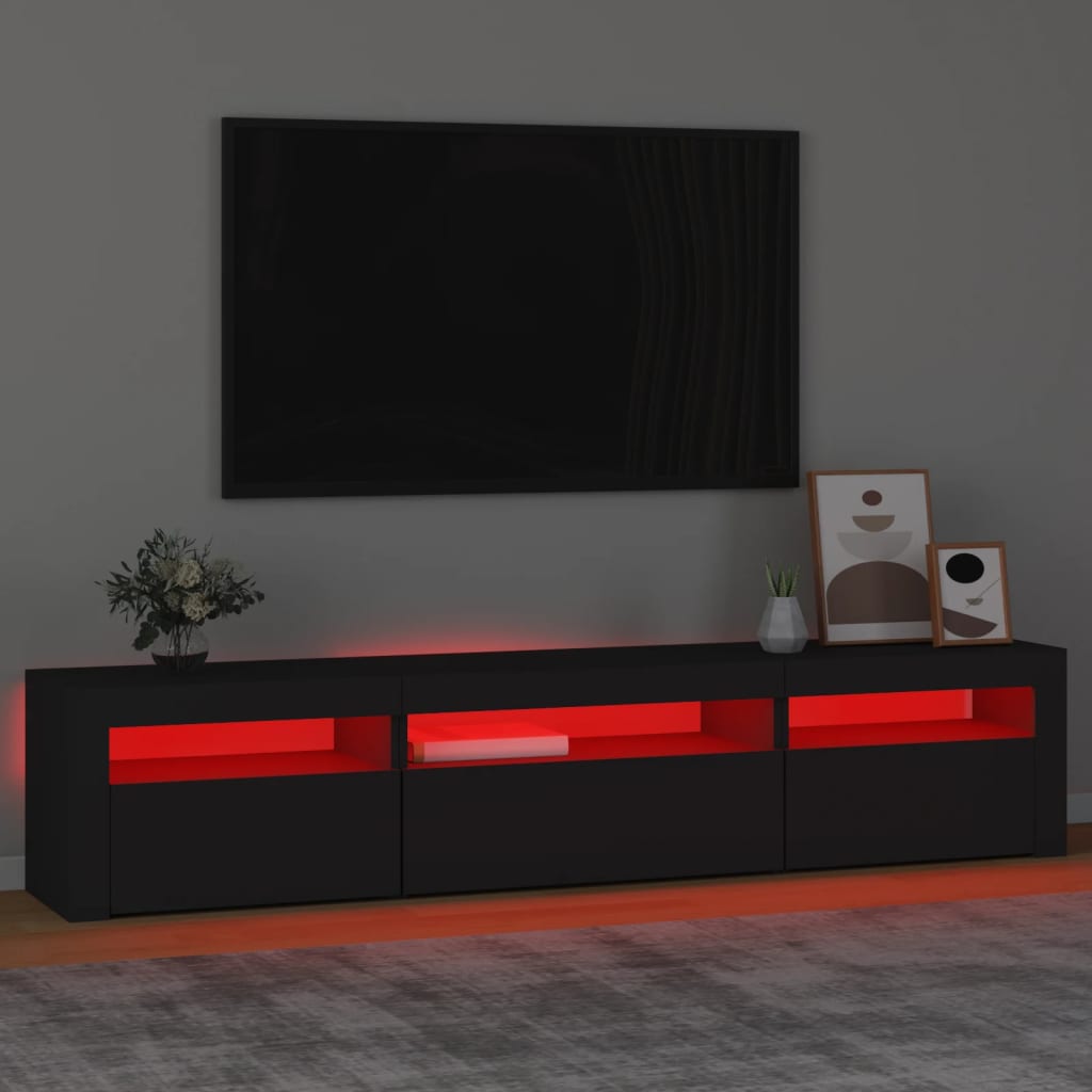 TV skapītis ar LED apgaismojumu, melns, 195x35x40 cm
