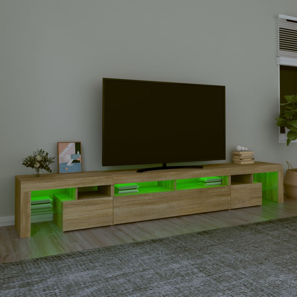 TV skapītis ar LED apgaismojumu, ozolkoka krāsa, 260x36,5x40 cm